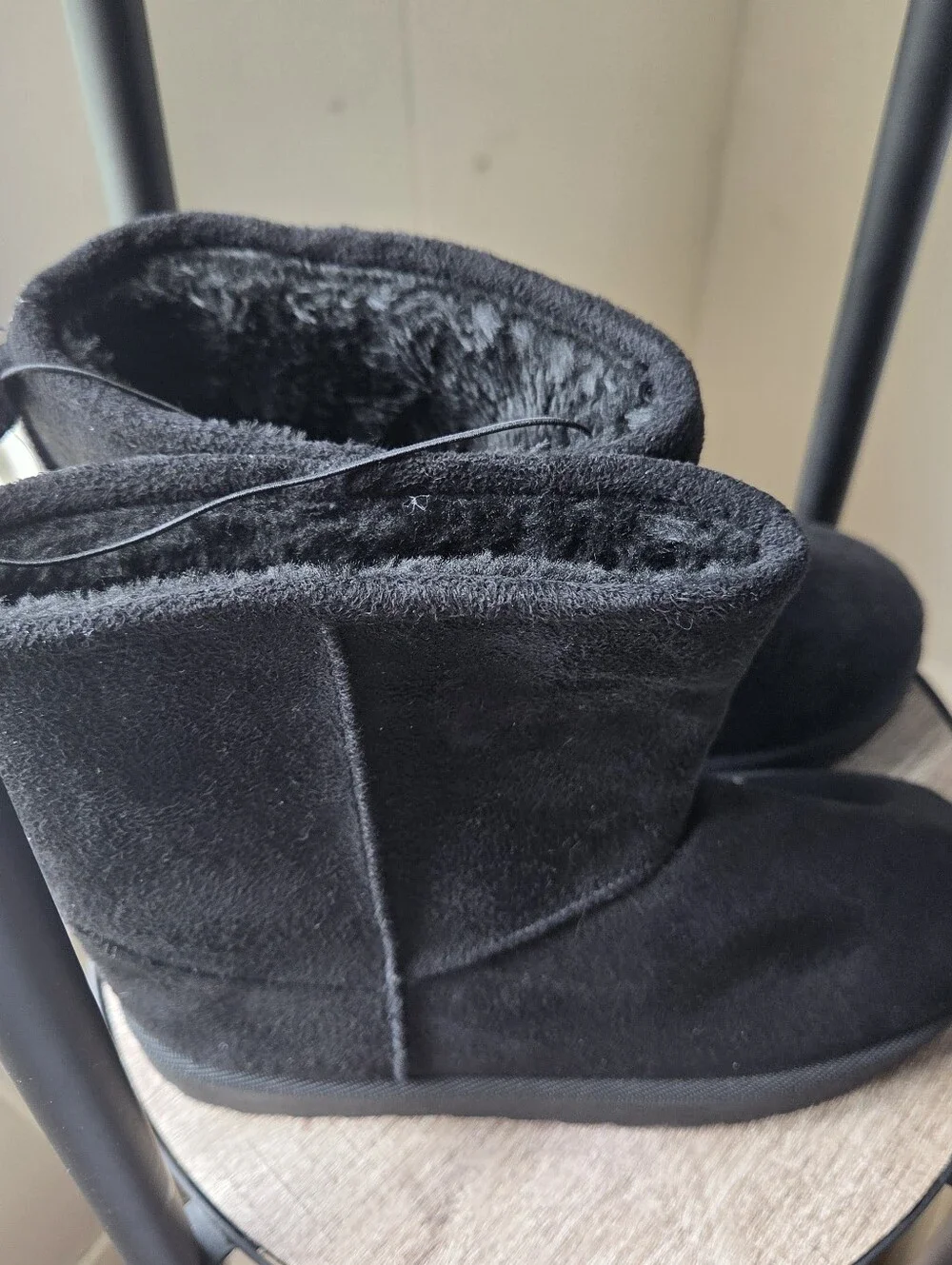 Black Faux Suede Winter Boots Faux Fur Lined Youth Size 13-1 New with Tags